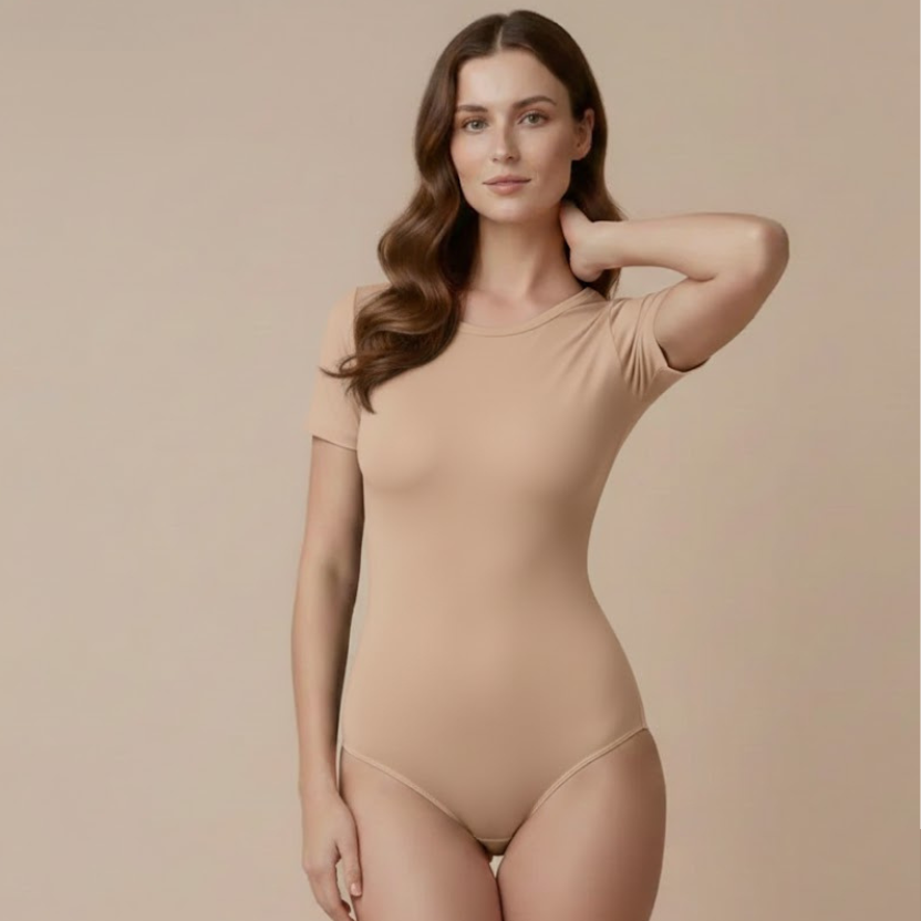 Crew Neck Short Sleeve Bodysuit Shapewear